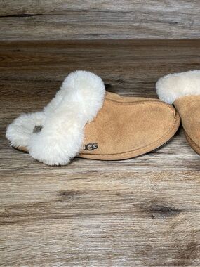 UGG Women's Size 6 Scuffette II Chestnut UGG Suede Upper Wool Slippers 1106872
